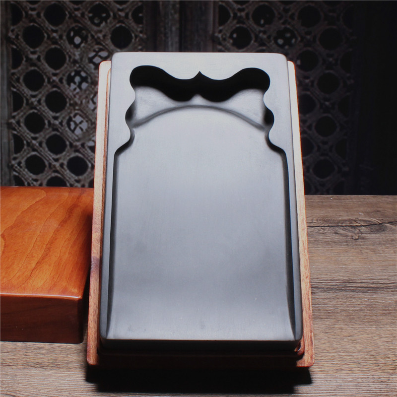 中国歙砚名家精品老坑籽料 蝉形素砚 天然黑龙尾砚台原石实用收藏