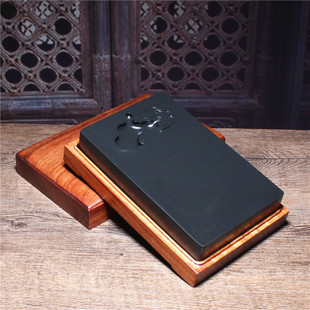 歙砚原石精品 祥云砚 老坑籽料长方形天然素砚台龙尾砚石端砚收藏