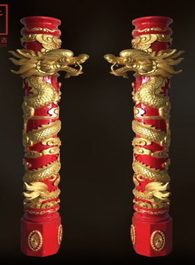 东阳市雕刻盘龙柱皓天仿古松木