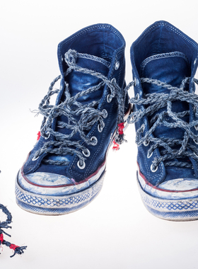 SBC 古法植物蓝染麻绳鞋带  纯手工制作 indigo 石碾过雨露麻