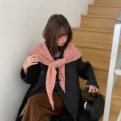 Deepsea深海 韩版高级感羊毛三角巾女冬季保暖针织披肩氛围感围巾