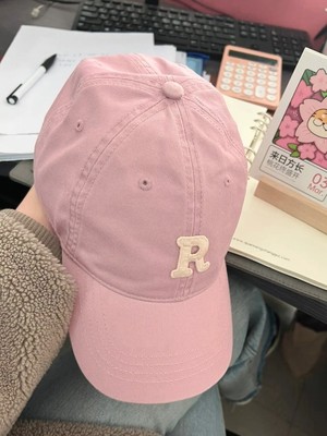 棒球帽韩版夏季弯檐定染玫瑰粉