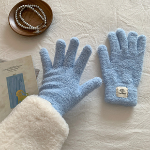 Deepsea深海 2025冬季新款保暖防寒防风纯色学生户外骑行五指手套