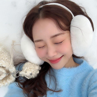 耳套冬女毛绒软萌可爱耳捂子防寒保暖耳朵取暖耳包白色护耳罩