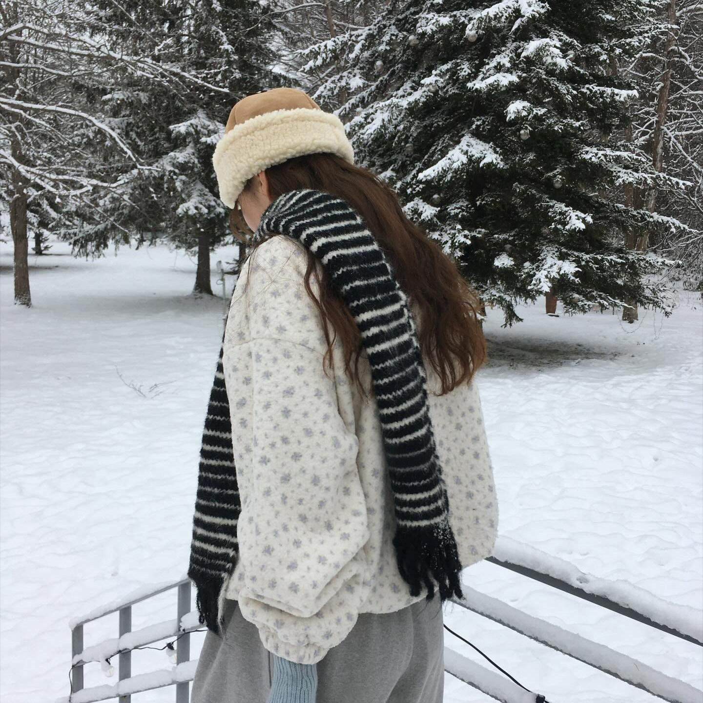 Deepsea深海 博主同款红色条纹围巾韩系氛围感保暖护颈洋气围脖