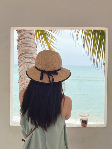 温柔系简约百搭草帽度假沙滩帽