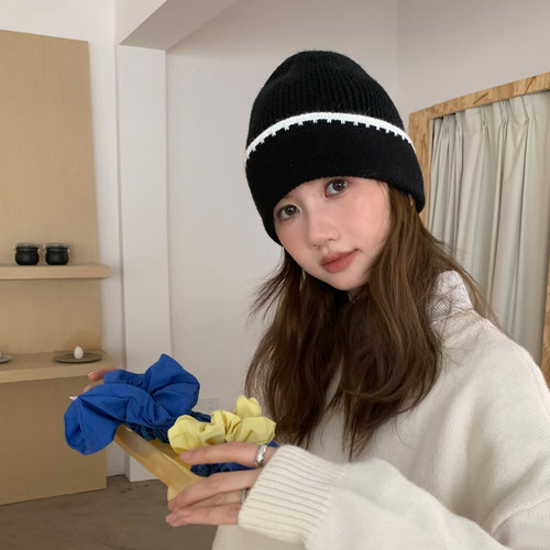 时髦韩版拼接小香针织帽冷帽