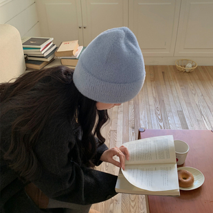 Deepsea深海 2024新款软绵绵韩版纯色毛绒保暖针织帽复古毛线帽