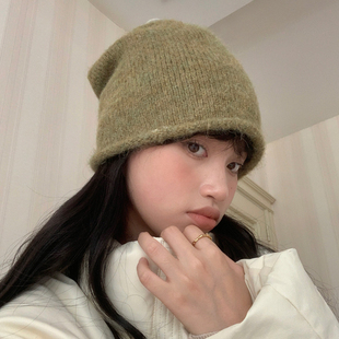 Deepsea深海 韩版慵懒风冷帽羊毛卷边堆堆帽秋冬保暖针织毛线帽