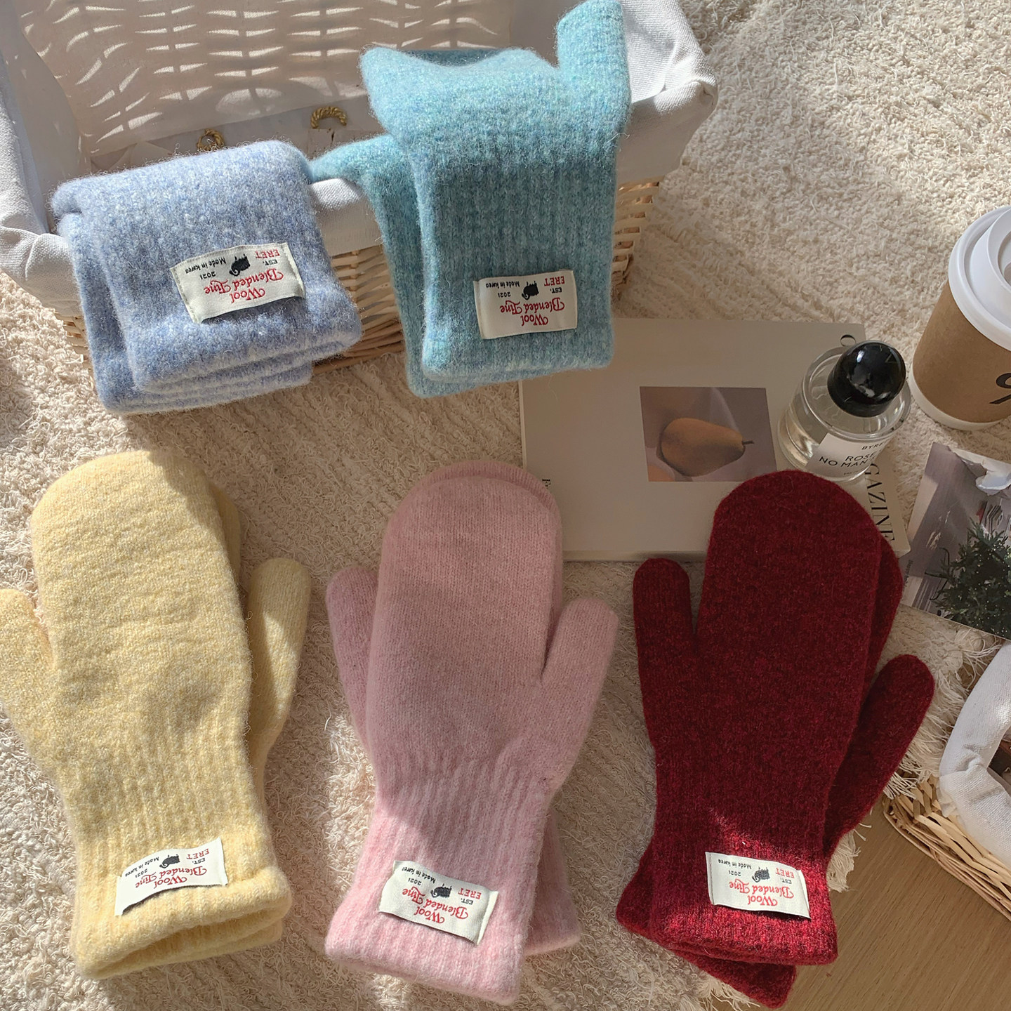 Deepsea深海 韩系ins软糯100羊毛连指手套女冬季保暖触屏加厚手套,服饰配件/皮带/帽子/围巾,手套,淘宝优惠券,粉丝福利购,淘宝优惠卷