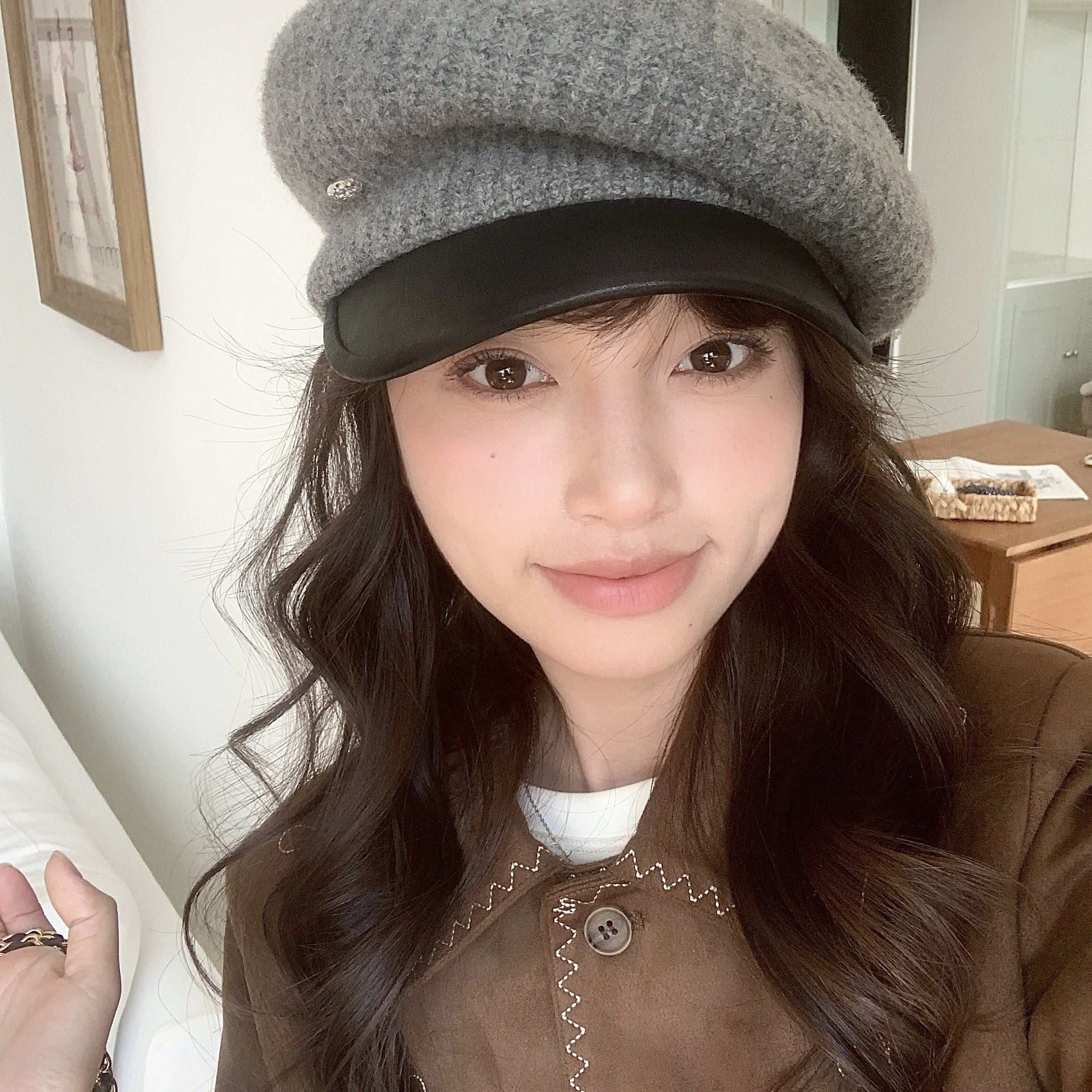 易梦玲同款英伦复古报童帽