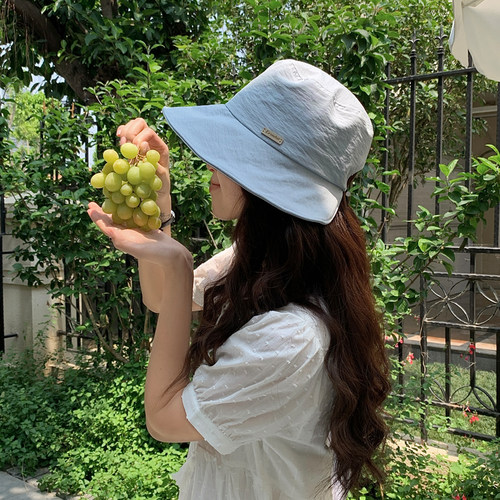 Deepsea深海韩版大帽檐渔夫帽女夏季防晒遮阳帽百搭显脸小盆帽