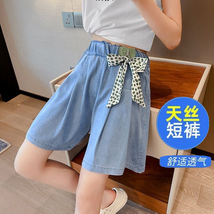 女童短裤夏季外穿2025新款大童洋气女孩薄牛仔五分儿童天丝裙裤子