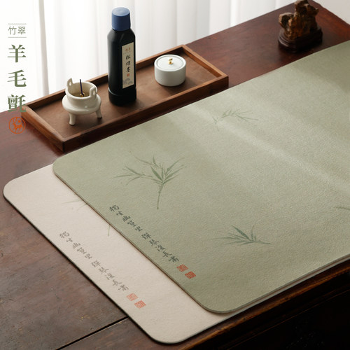 文艺范竹影竹翠画毡书法桌布