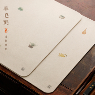 文艺范菖翠清赏画毡 彩绘毛毡垫桌垫书画垫子学生布书法桌布桌垫