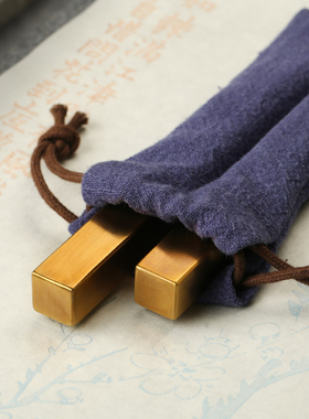 黄铜对镇镇纸镇尺 书法双支创意金属实心铜压纸可爱小巧学生文镇