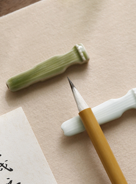 古琴笔搁 陶瓷器笔搁笔置镇纸置笔文房摆件典雅学生初学实用礼赠