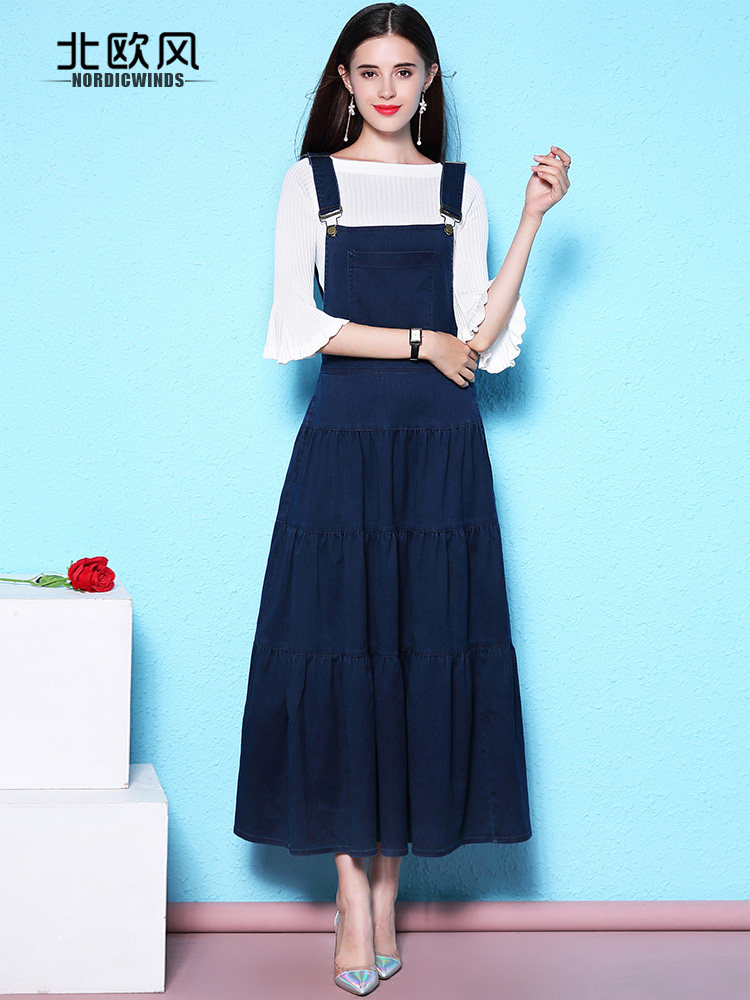 2019 spring and autumn new pattern cowboy Suspender skirt have more cash than can be accounted for Overknee Show thin Waist Two piece set Dress Strap dressin the Women's clothing/Boutique , Dress  category - from Buy2taobao.com to provide professional Taobao agent buy service