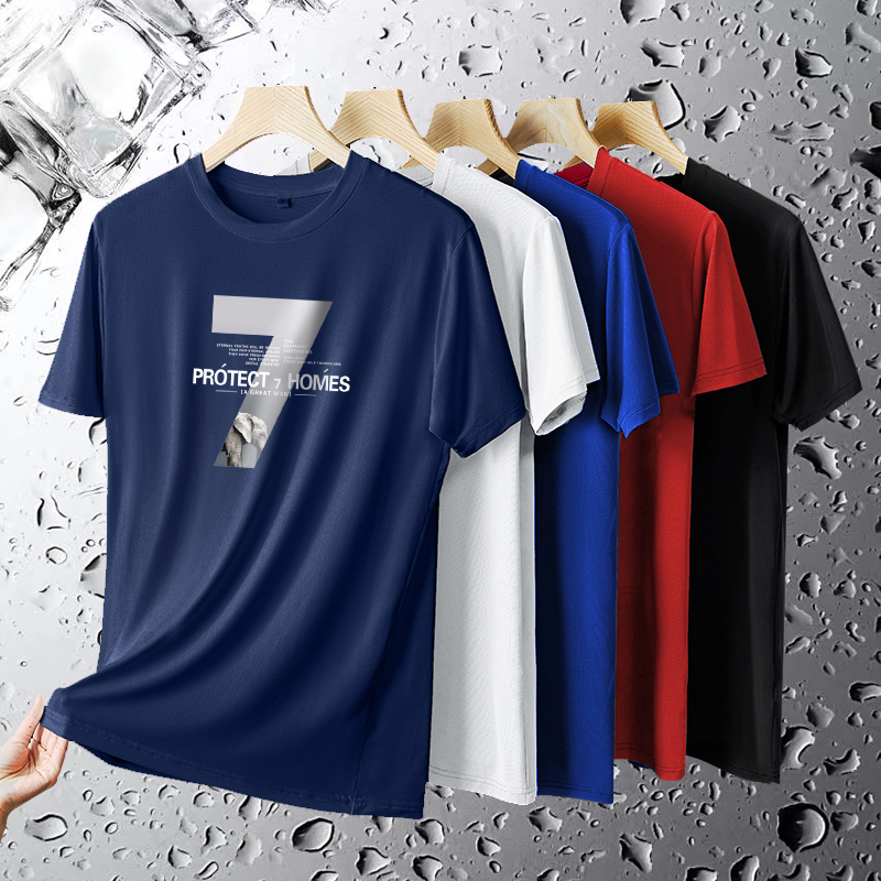 国潮公鸡冰丝短袖T恤男2023夏季新款莫代尔休闲潮牌潮流运动上衣