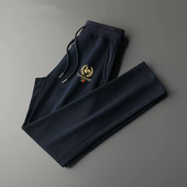 子男 胖子休闲长裤 法国大公鸡纯棉直筒卫裤 男垂感宽松运动纯色大码