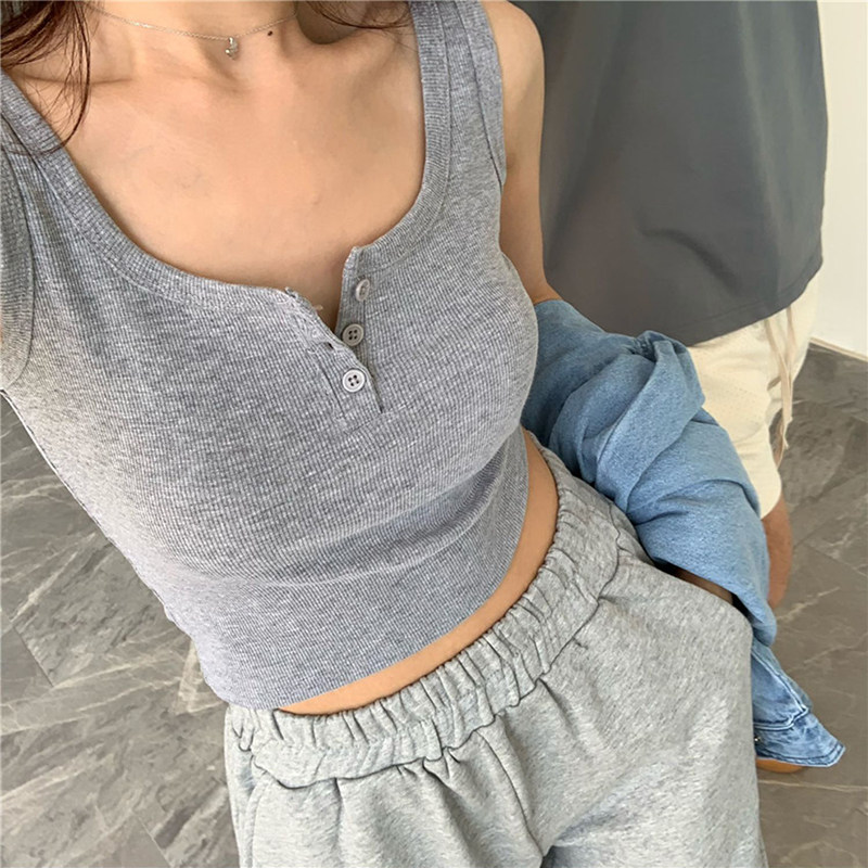 白色螺纹运动背心女夏季外穿小吊带设计感高腰修身内搭短款上衣潮,女装/女士精品,背心吊带,淘宝优惠券,粉丝福利购,淘宝优惠卷