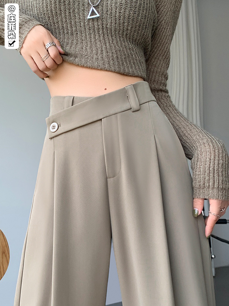 设计感高腰西装裤小个子休闲裤