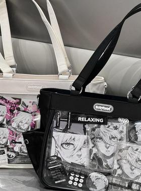 Seraphim原创设计尼龙抽绳痛痛包吧唧轻便大容量单肩斜跨托特包