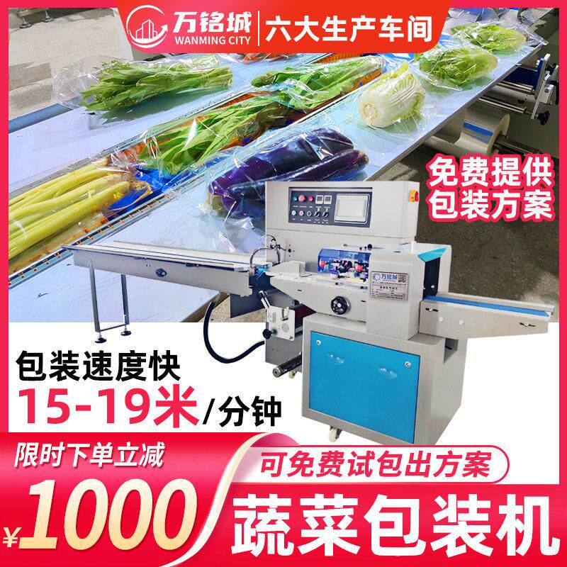全自动蔬菜包装机 生鲜水果打包机套袋机称重贴标蔬菜枕式包装机