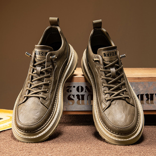 鞋子男鞋冬季中帮皮鞋高级感男款马丁靴超火免系带加绒一脚蹬棉鞋