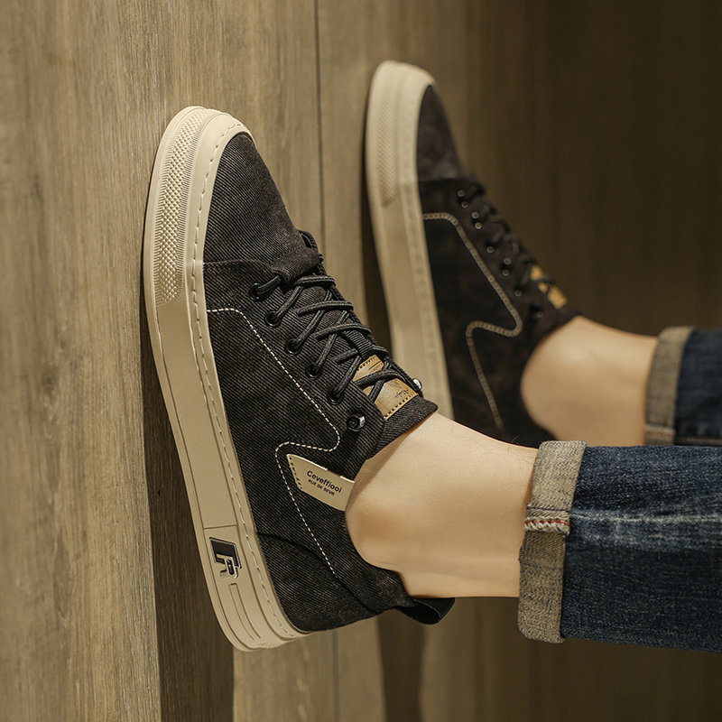 帆布男鞋夏季一脚蹬透气潮流运动休闲黑色工作男士韩版百搭平板鞋