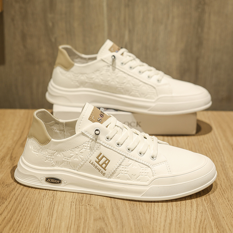 鞋男士休闲皮鞋一脚蹬真皮小白鞋