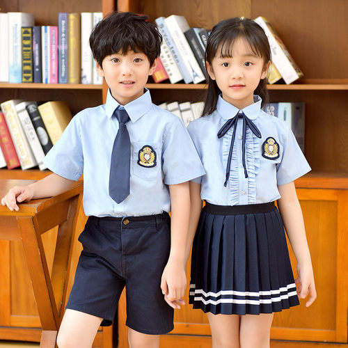 英伦风男女短袖衬衫中小学生校服