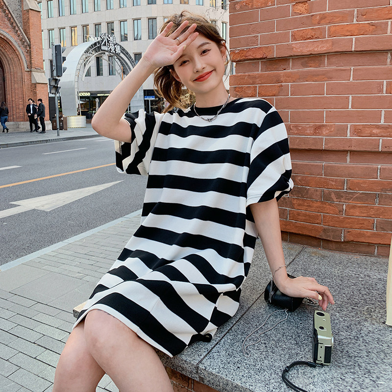 现货2023夏季新款条纹连衣裙配包包103-1560-P90-K148,女装连衣裙,浙宝103（原192）