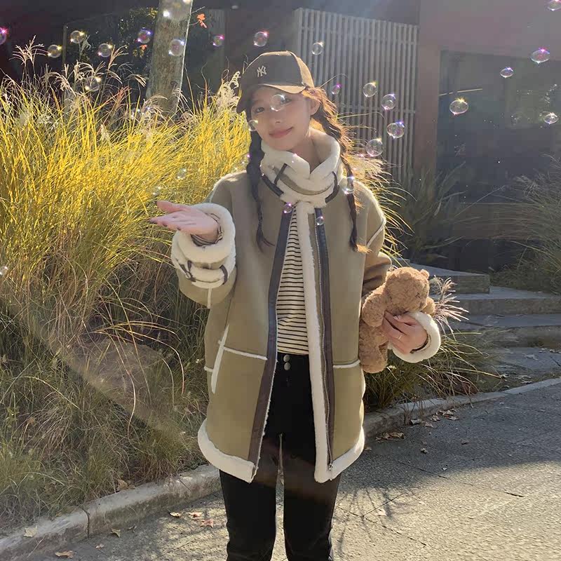 【现货】192-998-P185K2782023冬季新款鹿皮绒皮毛一体，女装派克服，浙宝103（原192）