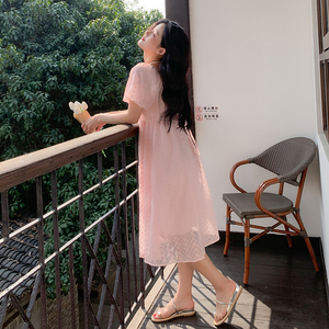 夏装新款 粉色绣花面料连衣裙仙女裙 103-255-P115控168图片
