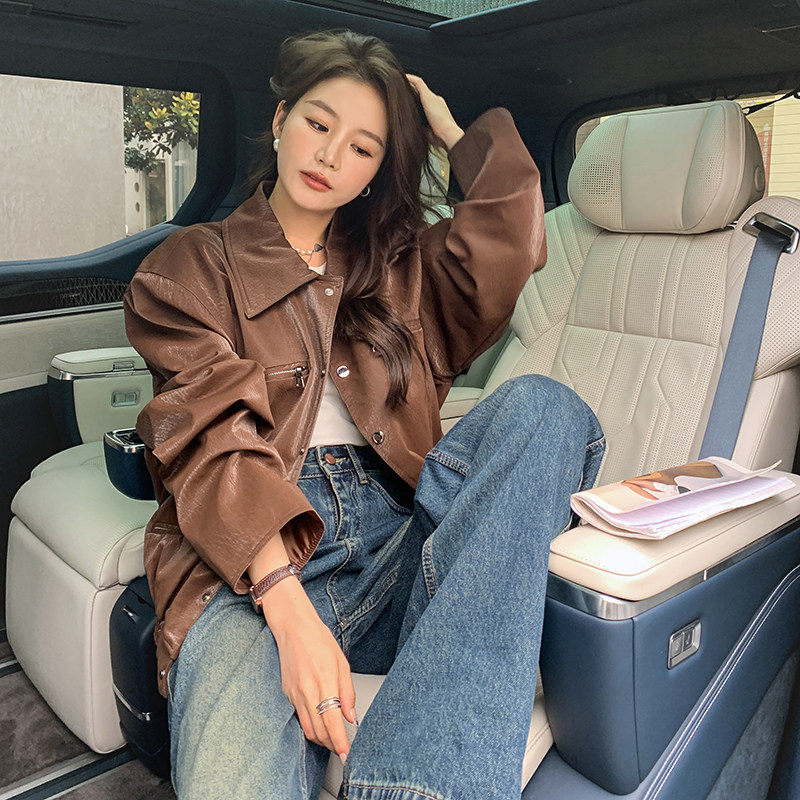 2023新款PU皮机车服皮夹克短款皮衣外套女103-1599-P155-K218,女装皮衣,浙宝103（原192）