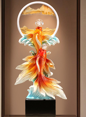 双鱼戏珠年年有余风水摆件乔迁