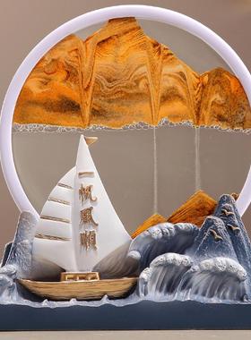 一帆风顺流沙画摆件客厅电视柜