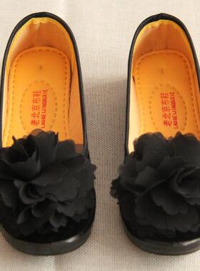 老北京布鞋女鞋工作鞋黑色平底坡跟