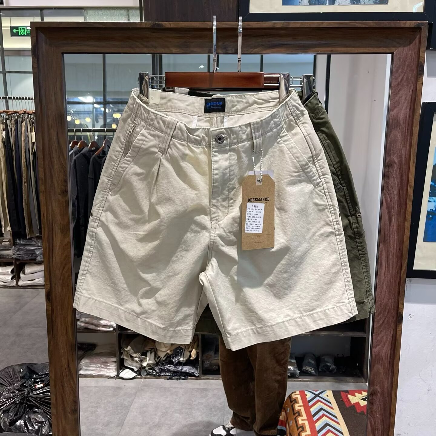 美式工装风重磅纯棉透气休闲短裤男士纯色3分4分裤子港风百搭四分