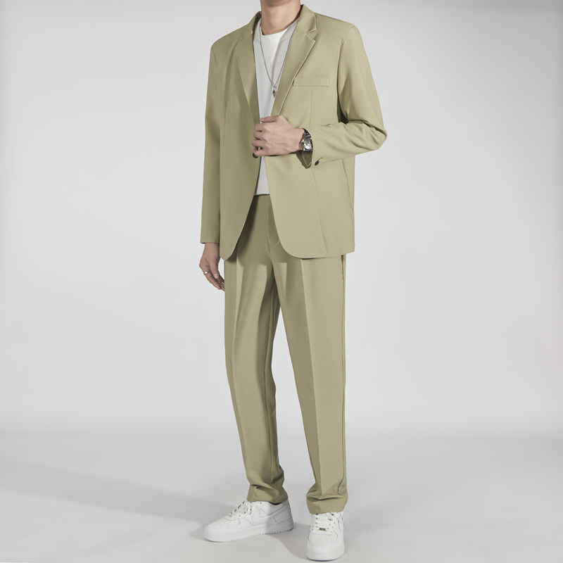 轻奢高级感韩版宽松垫肩小西装男士潮流痞帅休闲西服套装单西外套