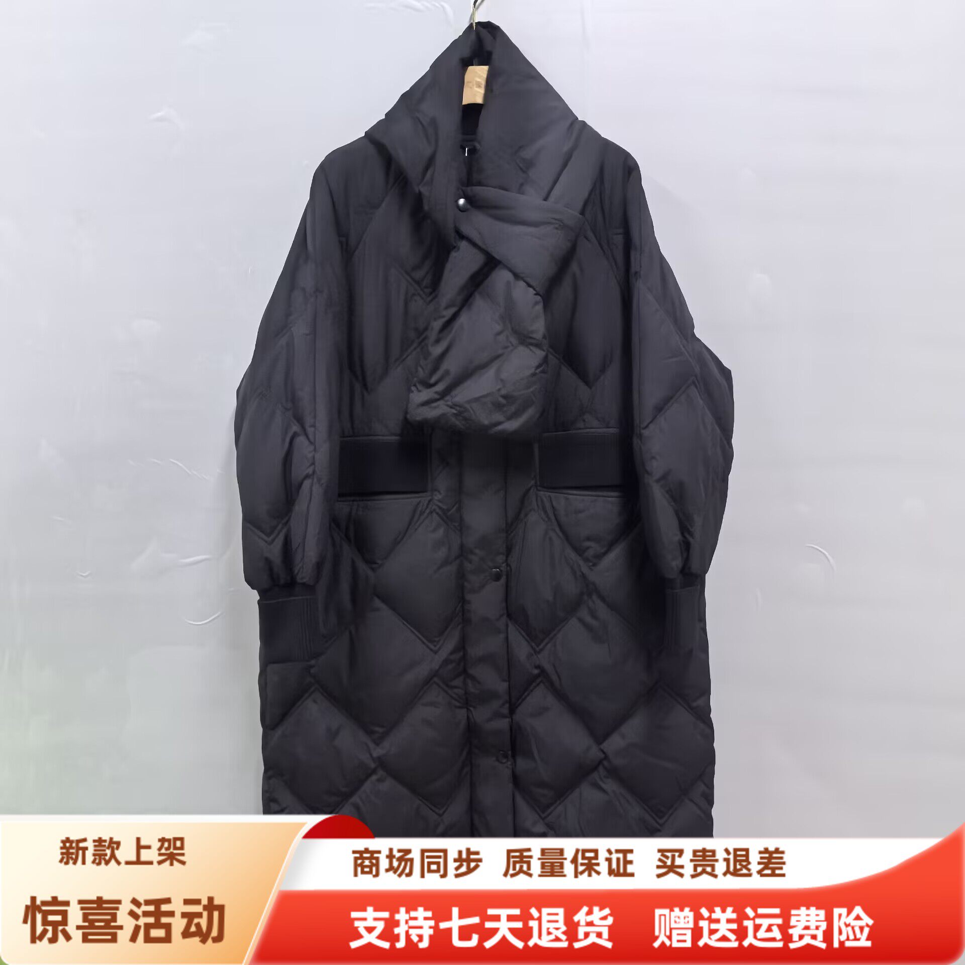 卓玛17023Z7322时尚休闲白鸭绒长款保暖羽绒服冬装2025女款配围巾