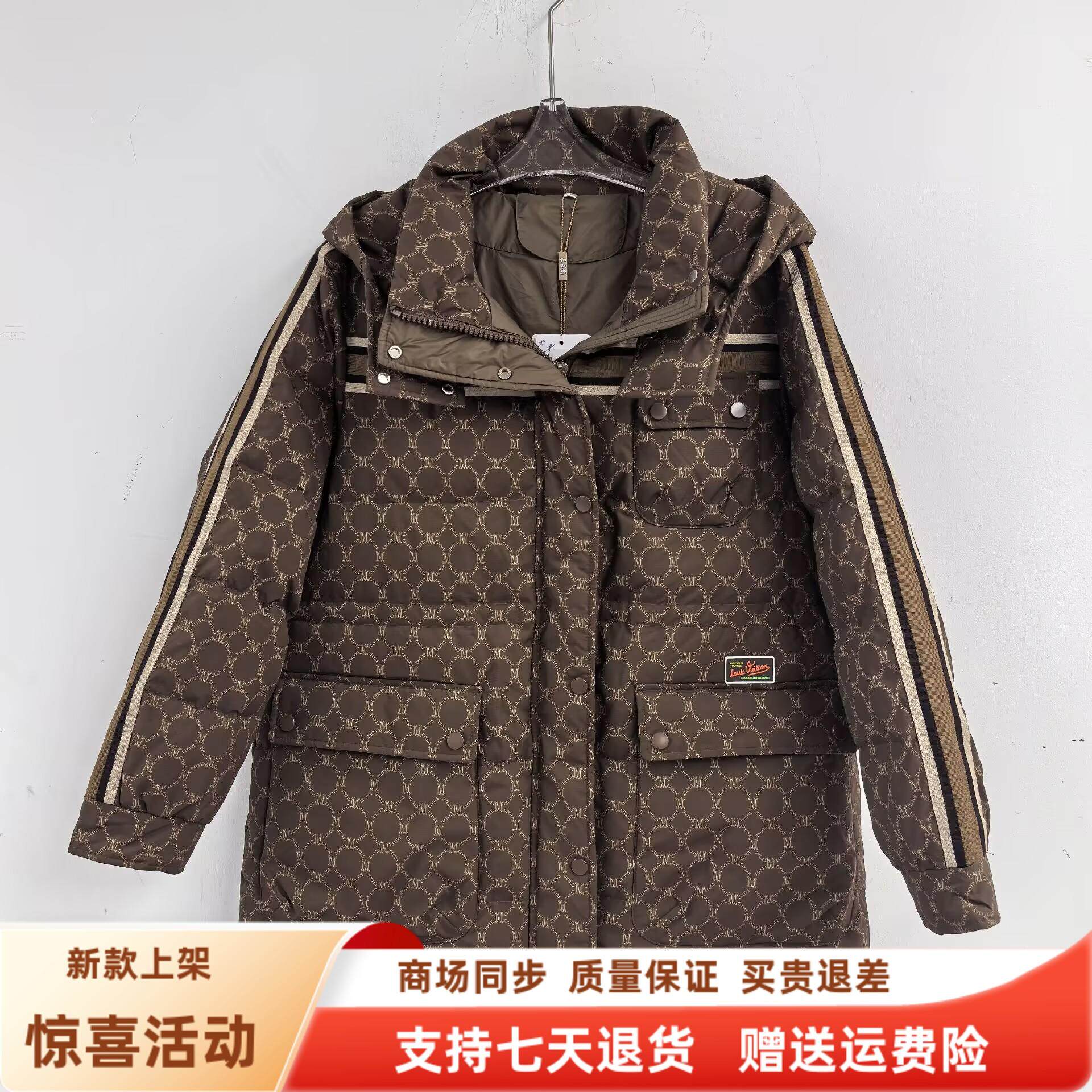 FDDFE DY805时尚休闲鸭绒保暖连帽羽绒服中长款外套冬装2025女款