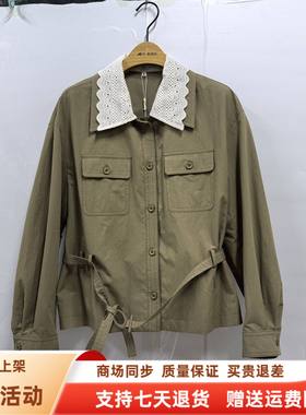 Y26A1005时尚韩系双层领风衣系带单排扣减龄短外套春装2026女新款