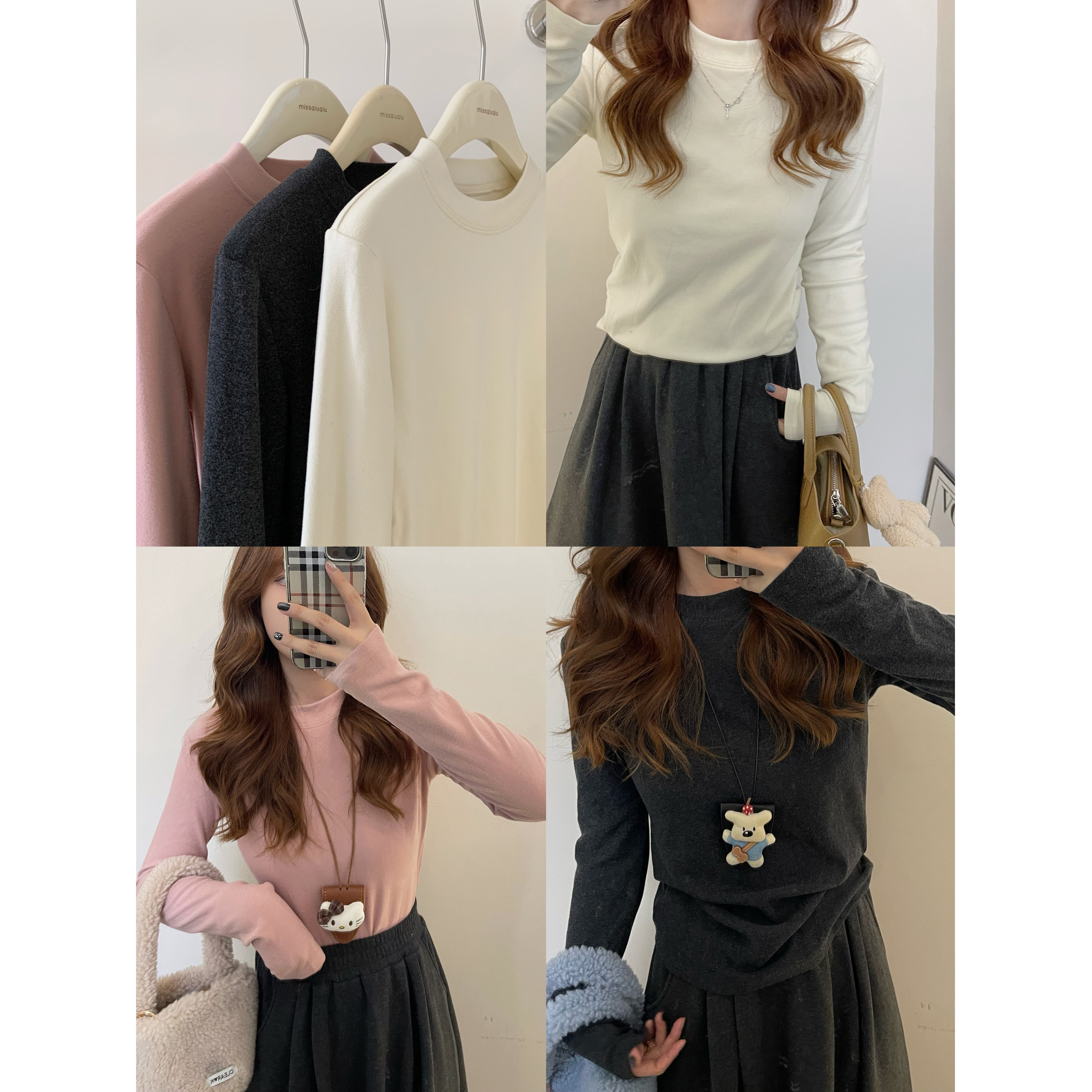 秋家自制/绒感亲肤 百搭冬天的半高领 柔软5个颜色 内搭打底衫T恤