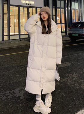 易菲妍女装官方旗舰店羽绒服冬季加绒白绒女中长款过膝韩版宽