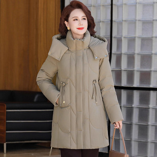 易菲妍女装官方旗舰店正品羽绒服白鹅绒女中长款2025冬中老年加厚