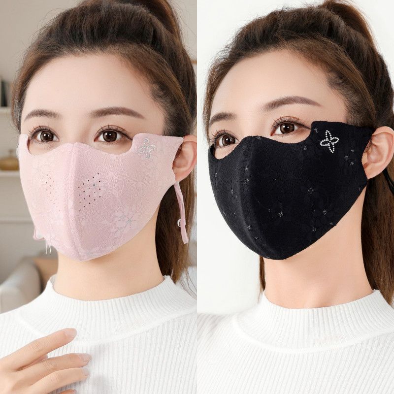 蕾丝保暖口罩女秋冬季立体显瘦