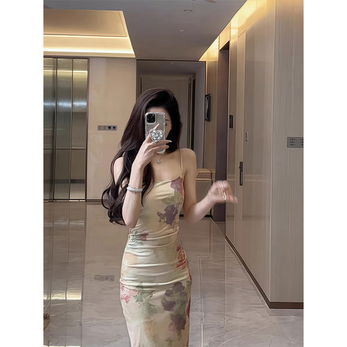 复古油画扎染洋装女夏季