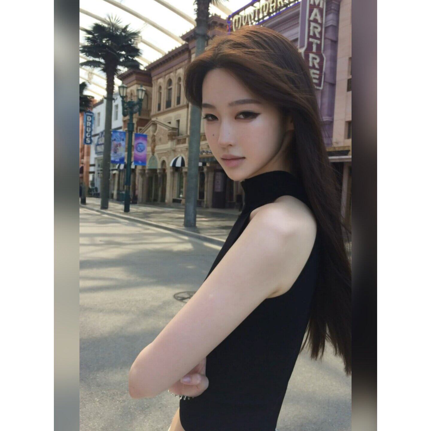 性感辣妹黑色半高领吊带背心女夏季韩系修身短款无袖针织挂颈上衣